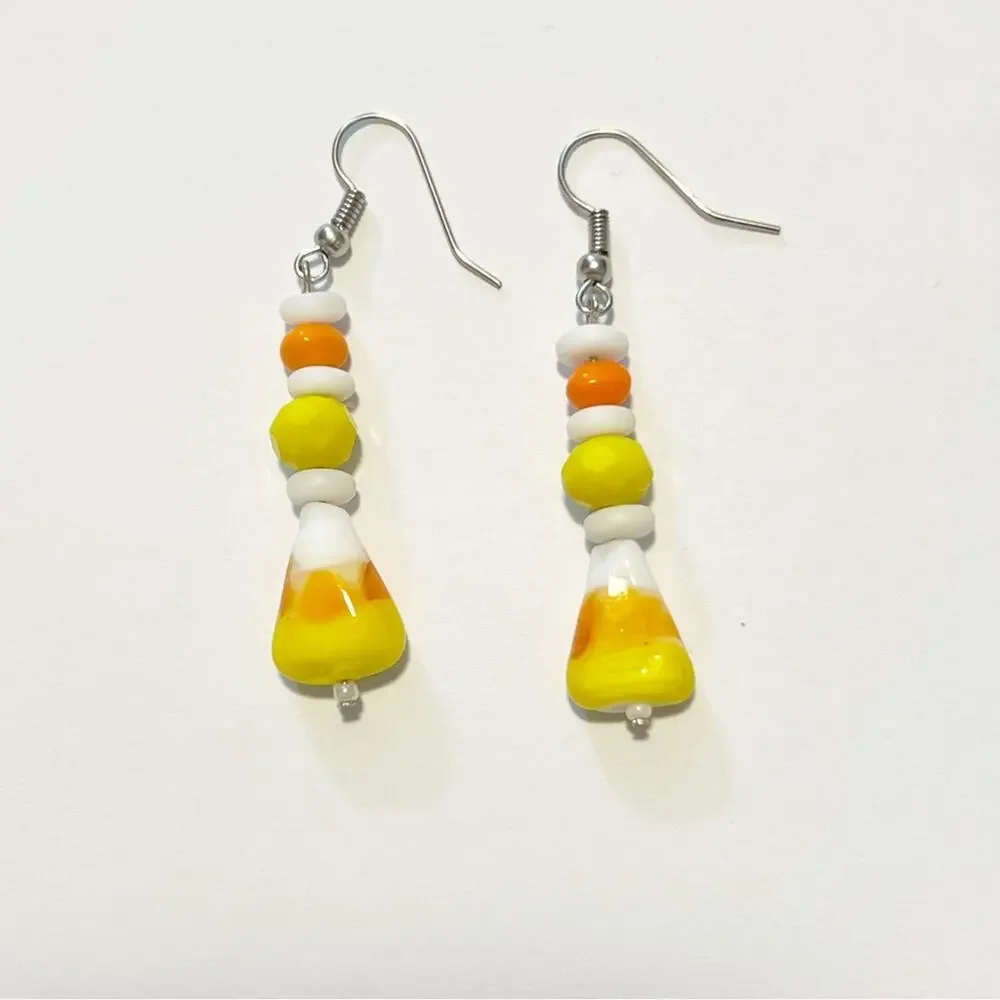 Handmade Glass Candy Corn Earrings